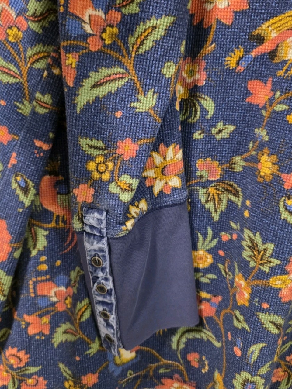 SUNDANCE Thermal Waffle Knit Long Sleeve Shirt Top Blue Cuff Details Sz XXL Euc