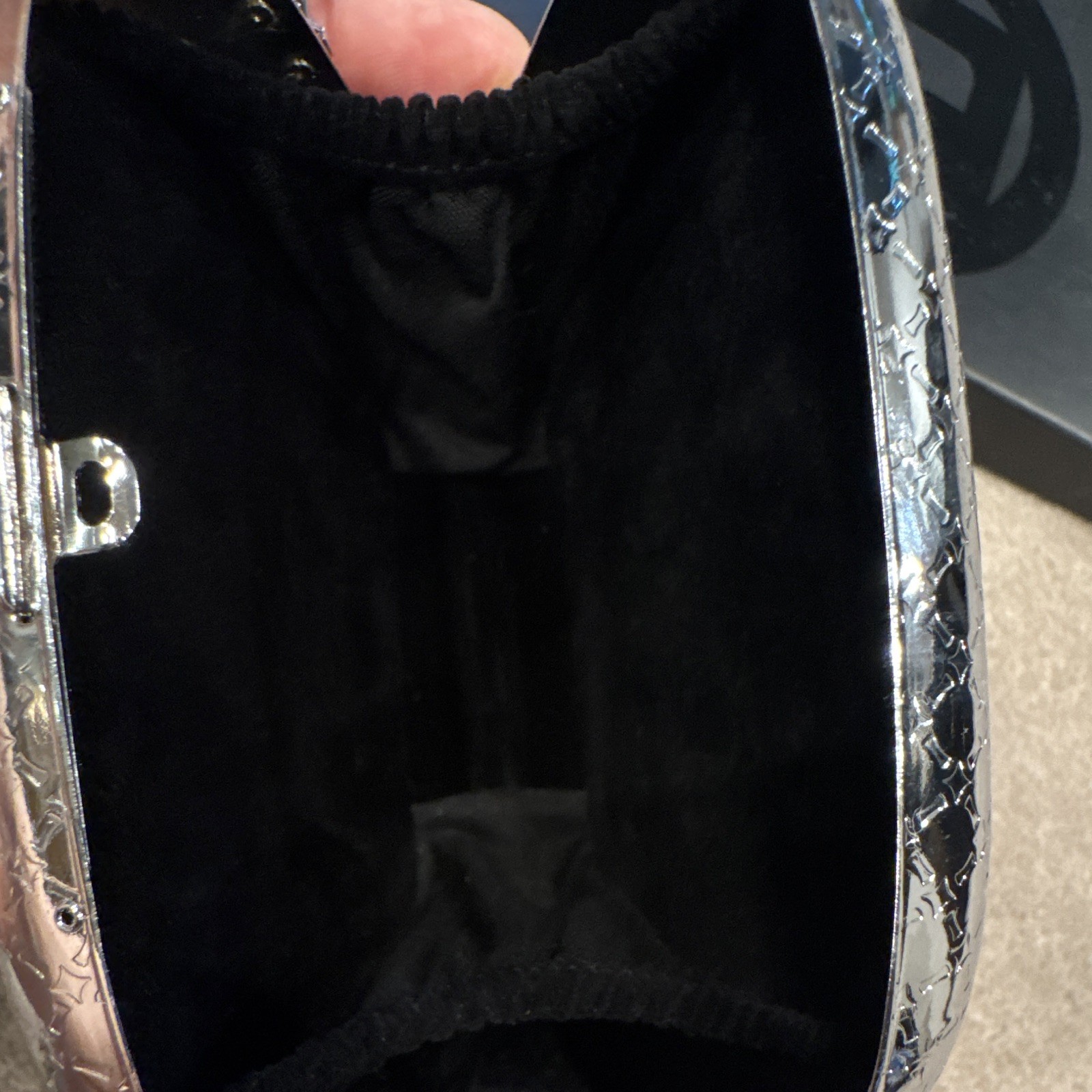 Paco Rabanne Silver Metallic Oval Clutch Chain Strap w/ Box