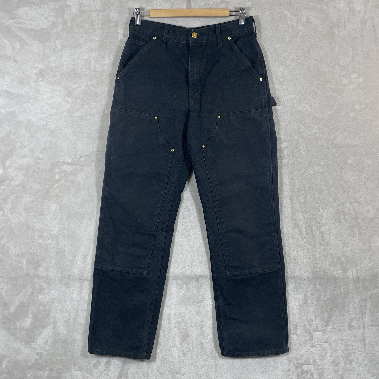 Carhartt B01 BLK Loose Fit Double Knee Canvas Pants Mens 30×32 (fit 30×30) Black