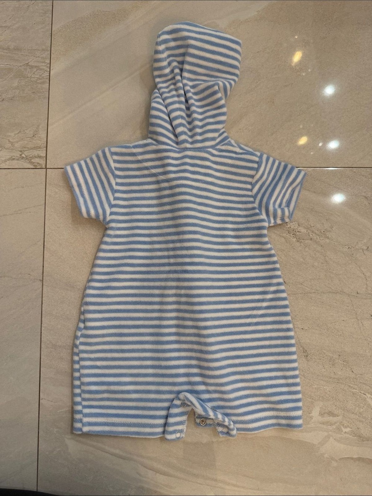 Kissy Kissy Limited Edition Cabana Terry Stripes Light Blue Romper