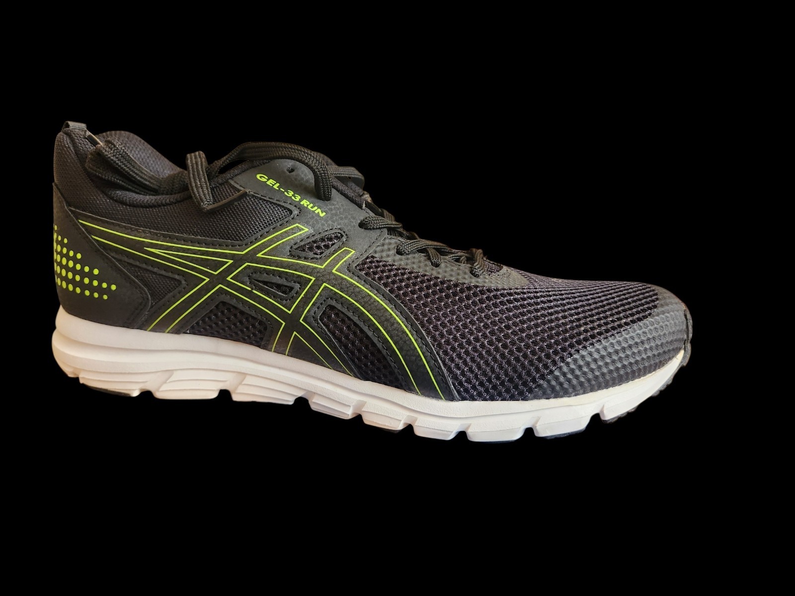 ASICS Men’s Gel 33 RUN Black/ Hazard Green Size 11M. NEW