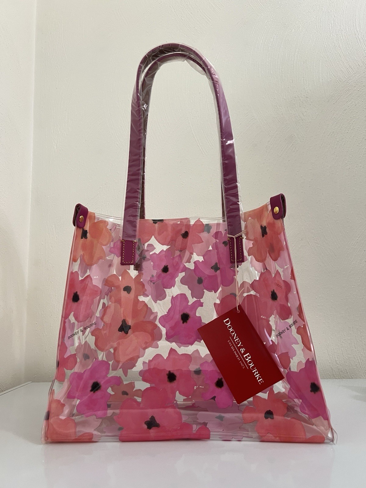 DOONEY & BOURKE MEDIUM SHOPPER TOTE HANDBAG PVC CLEAR Transparent Bloom Floral
