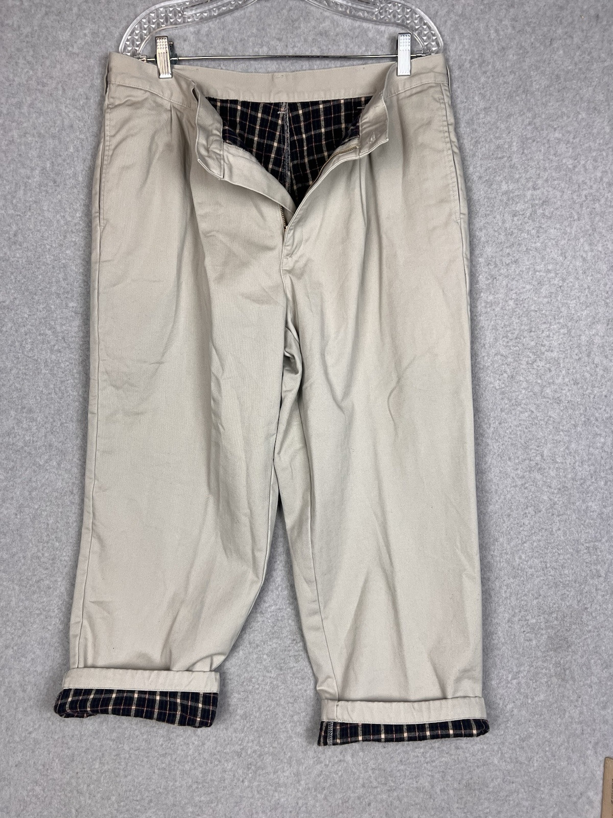 L. L. Bean Flannel Lined Khaki Pants Mens36X29 Beige Natural Fit Chino 0Ak19