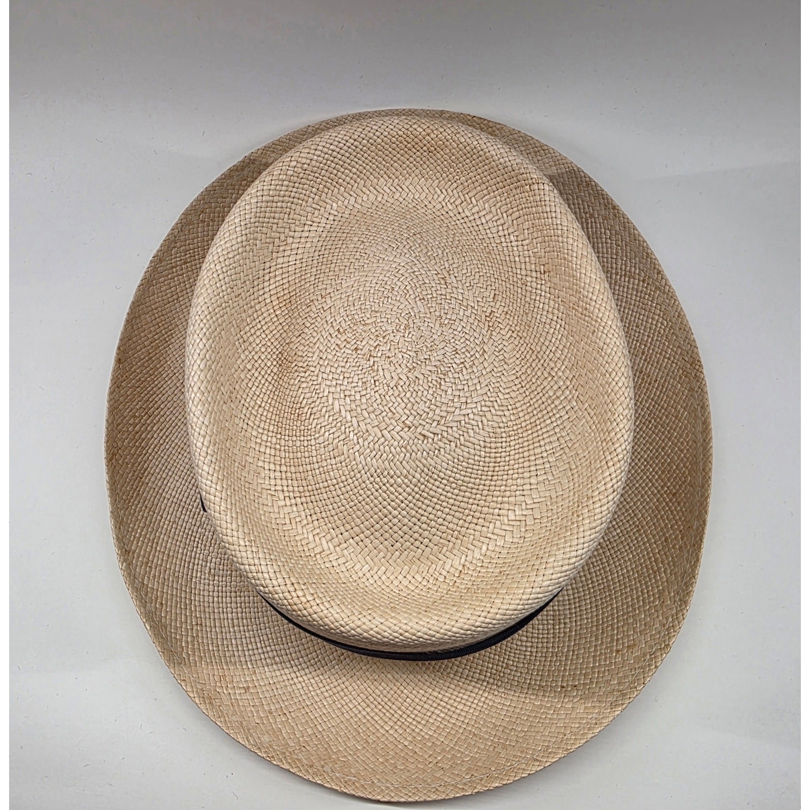 Brooks Brothers Panama Straw Hat Red Navy Band Size 7 1/2 Made in USA