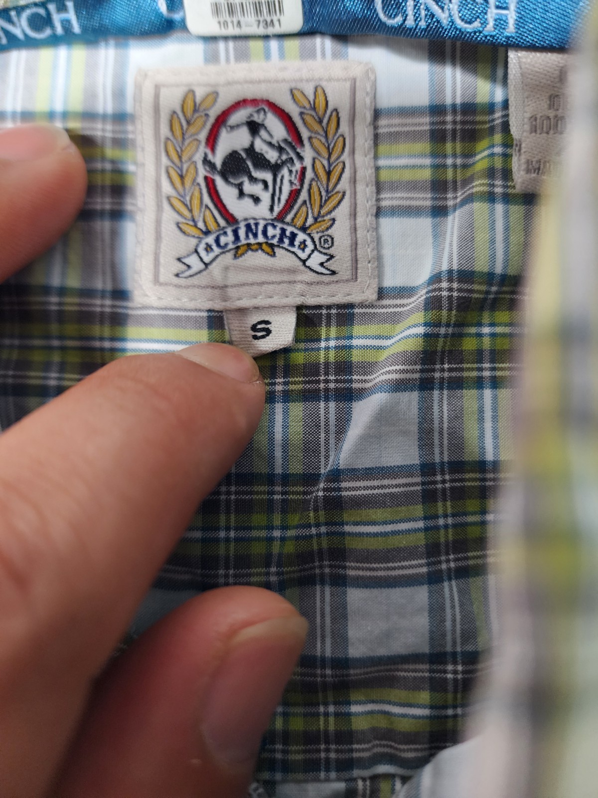 Cinch Men’s Plaid Short Sleeve Button Up Size Small Western Shirt Silver Tag