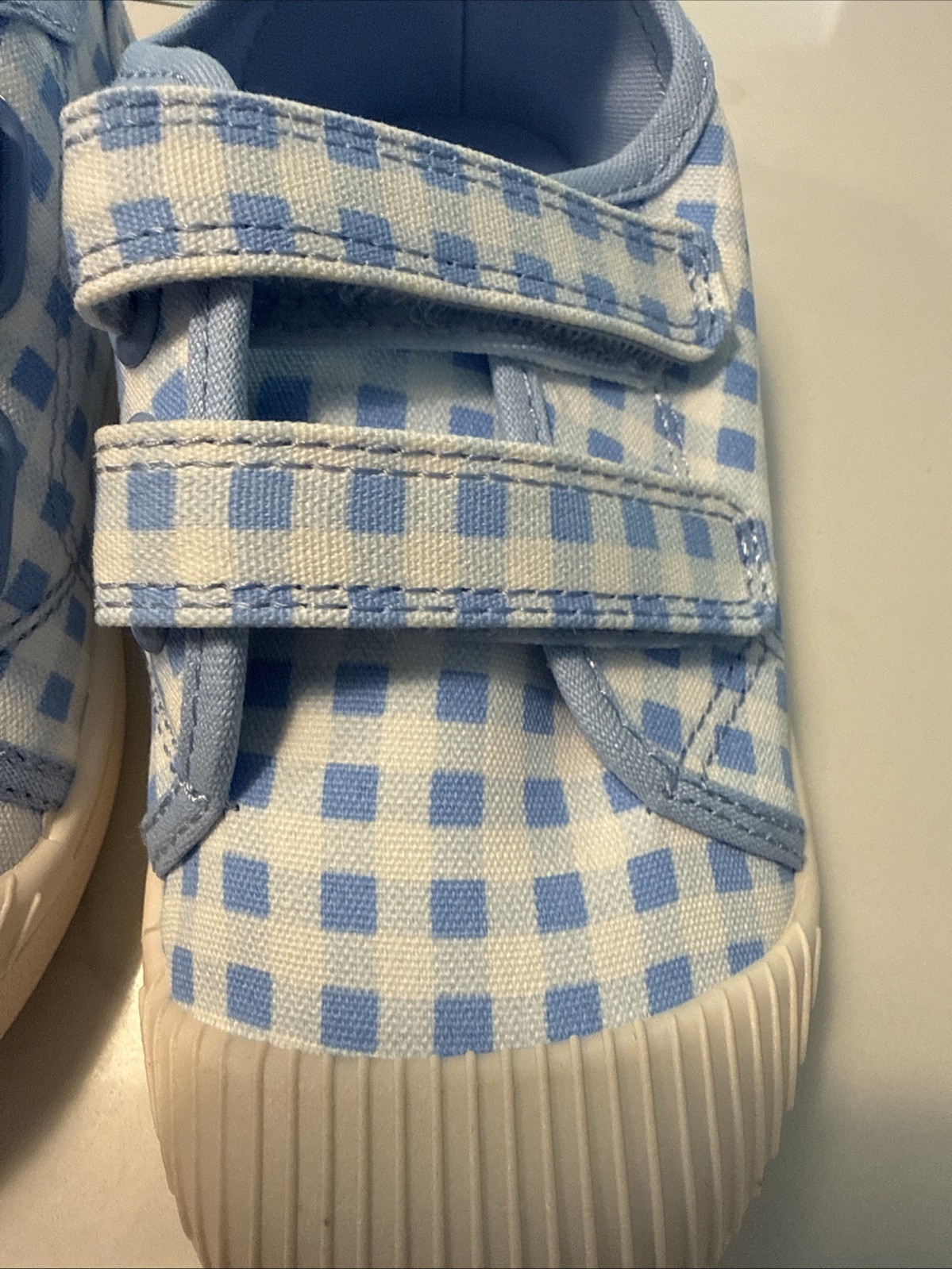Cat & Jack Shoes Kids Size 10 Blue Gingham Parker Sneaker Hook & Loop Casual