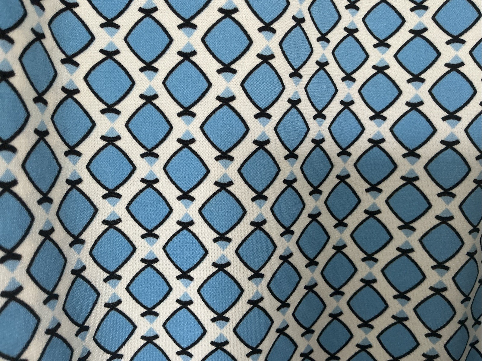 MAX STUDIO Size M Blue Dress Diamond Pattern Design With Black And White Detail