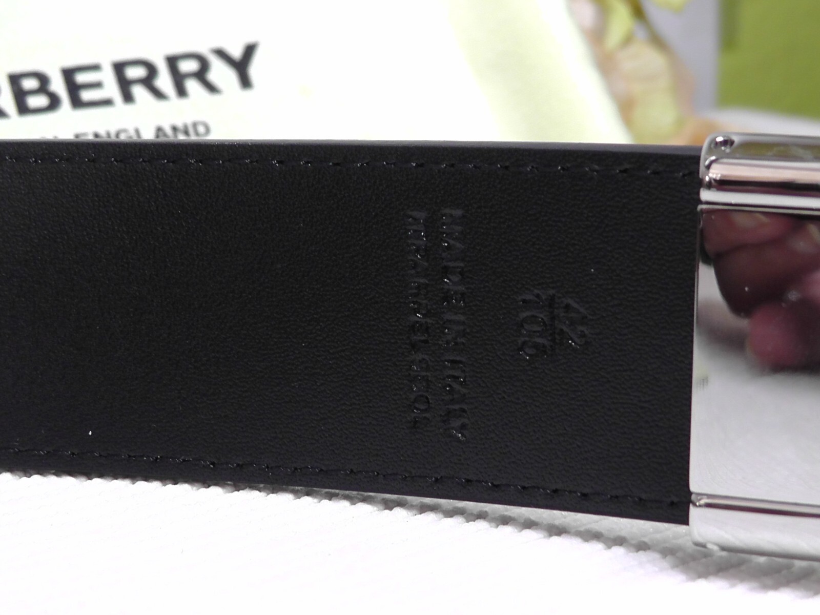 BURBERRY Archive Beige / Black Vintage Check E-Canvas Reversible Belt Size 105cm