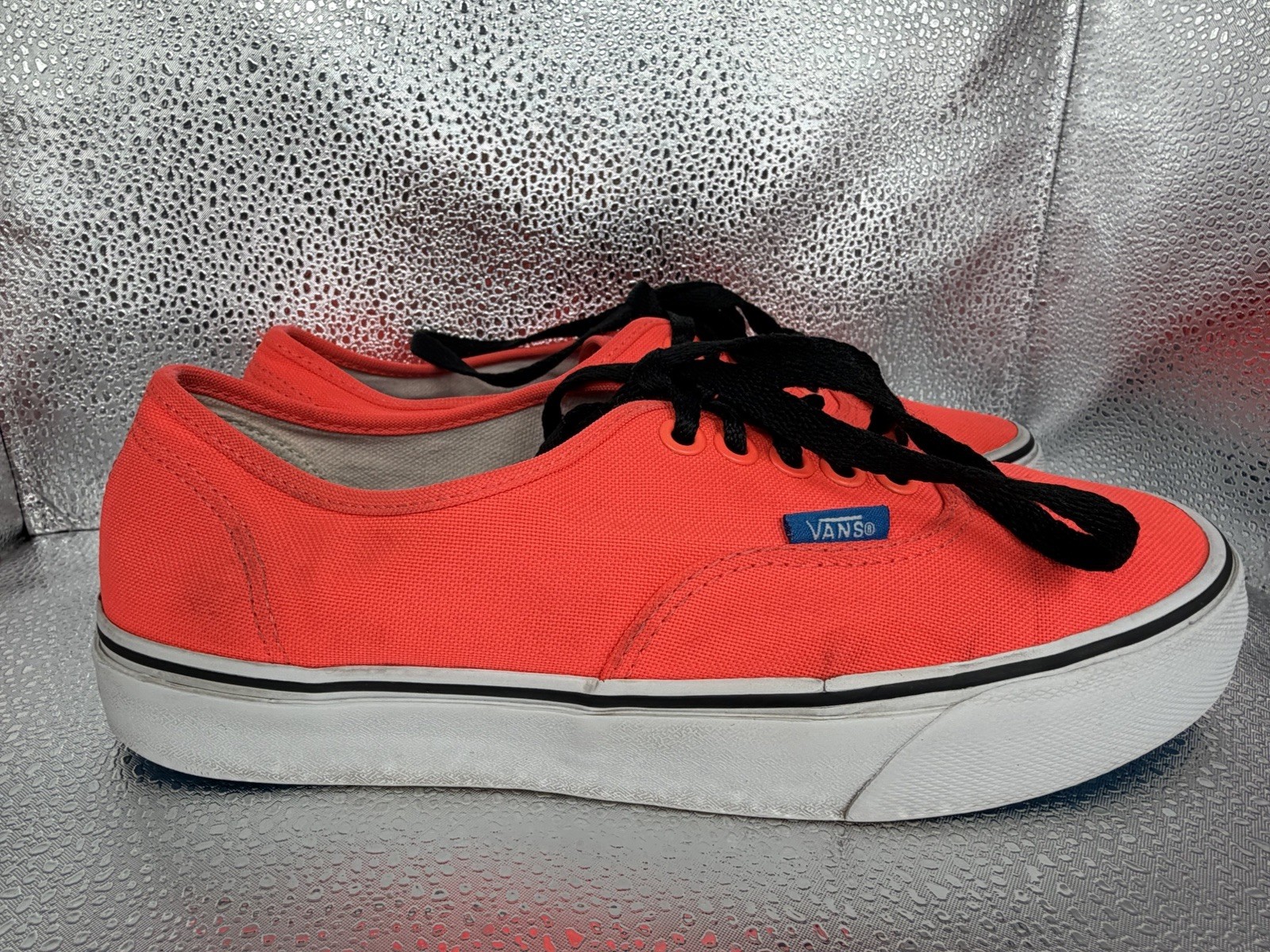 Vans Authentic Shoes Neon Red Orange Canvas Low Top Sneakers Men 6.5 Women 8