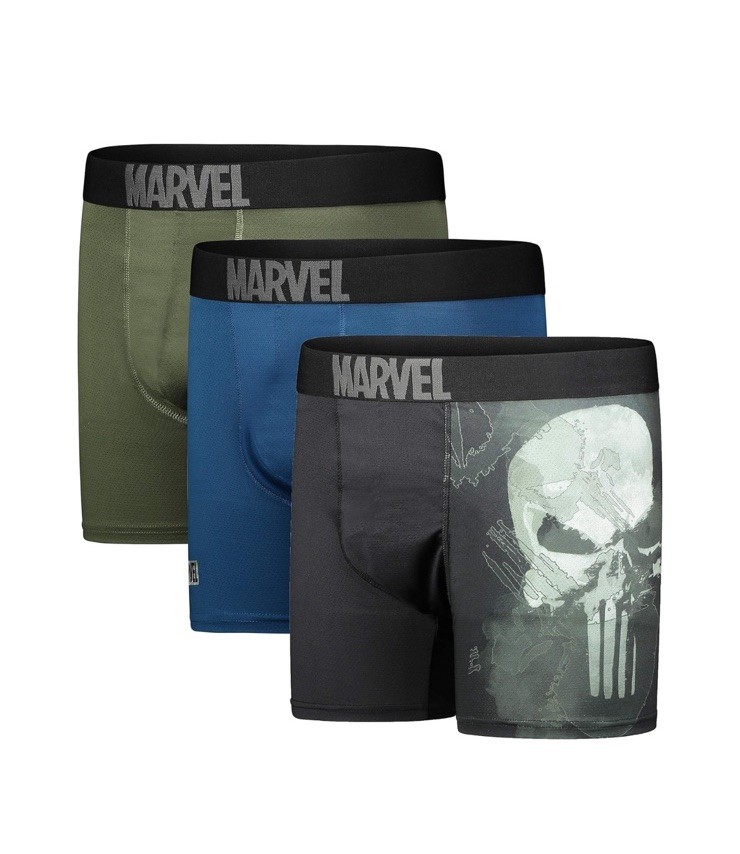 NWT. Marvel. 3 Pack. PUNISHER Cotton Stretch Boxer Brief. Print. MSRP $55.00