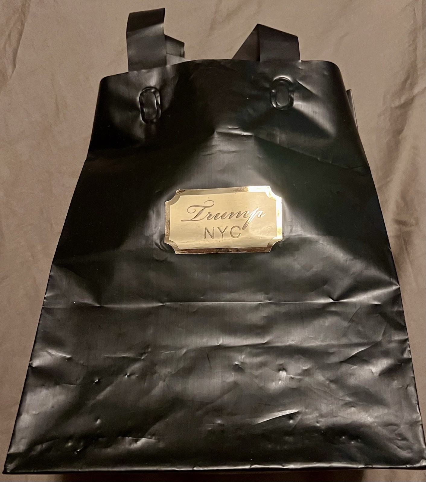 TRUMP NYC PLASTIC SMALL BLACK BAG / GIFT BAG (10”X8”X5”)(not including handles)
