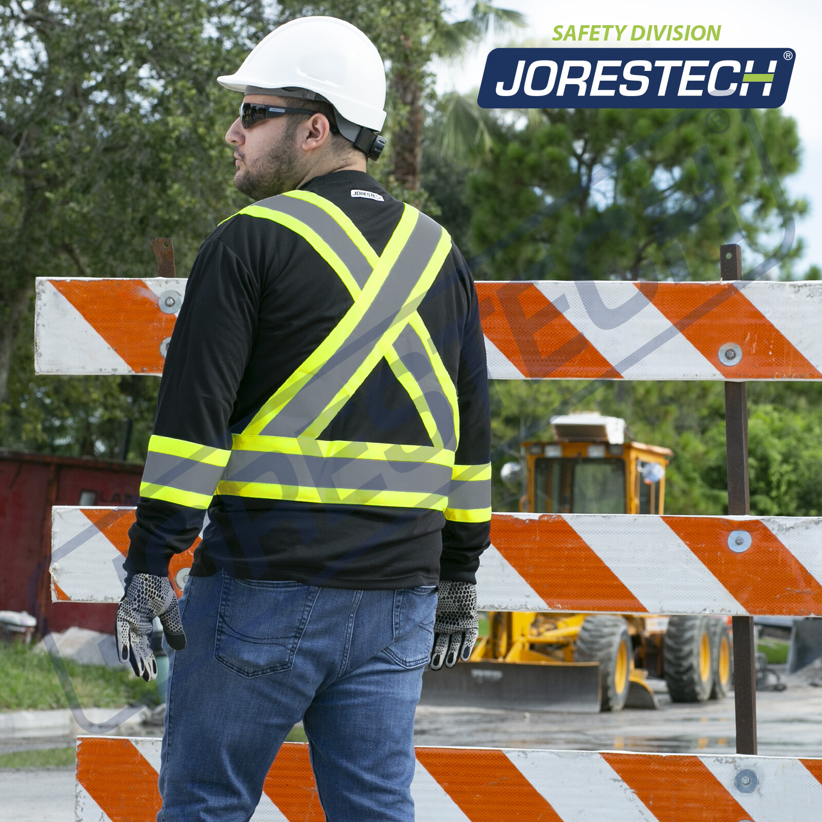 Black Hi Vis Shirt ANSI Class 1 Reflective Safety Long Sleeve HIGH VISIBILITY