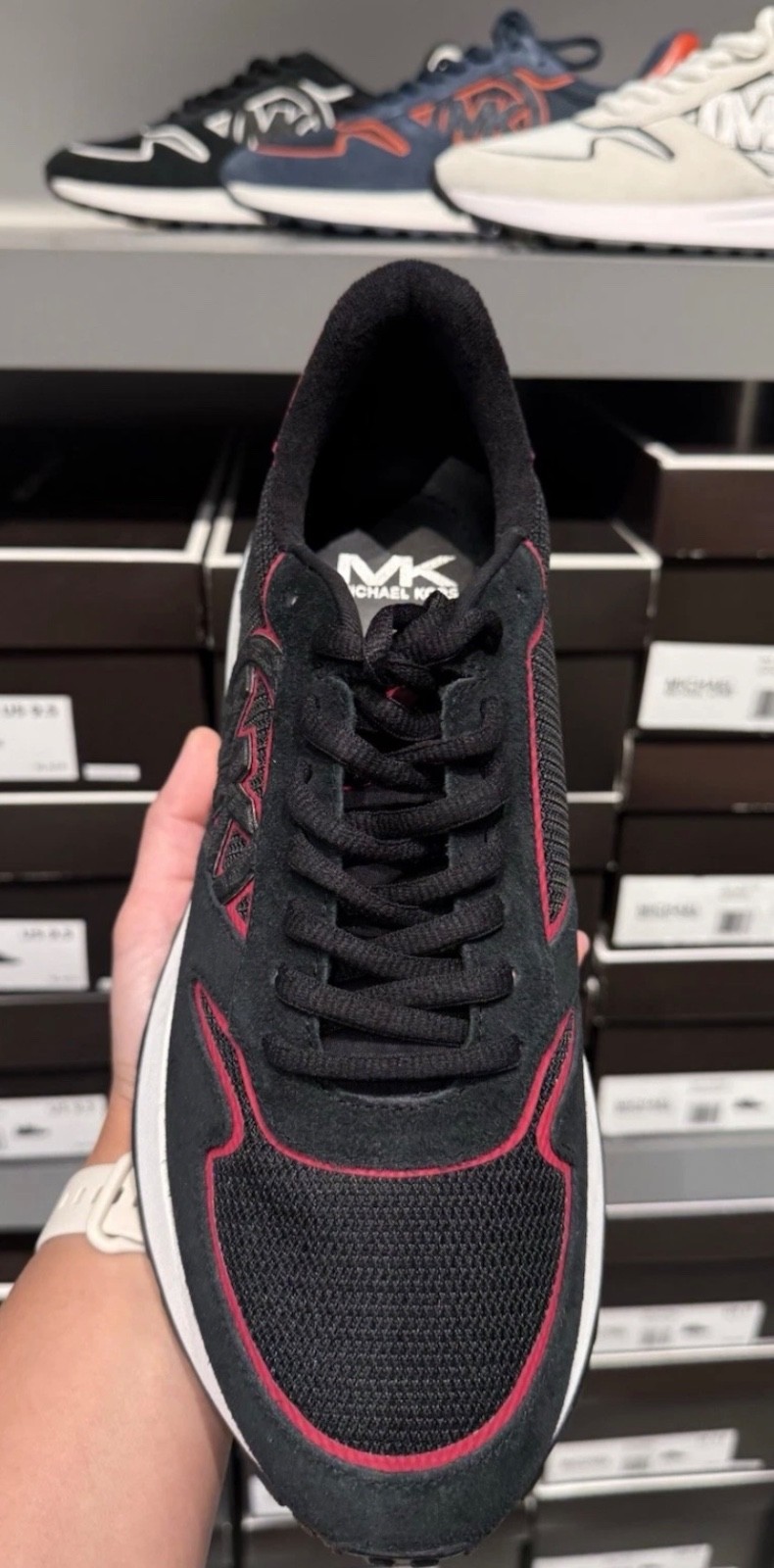 Michael Kors Dax Mixed-Media Trainer Men’s Shoes Dark Raspberry
