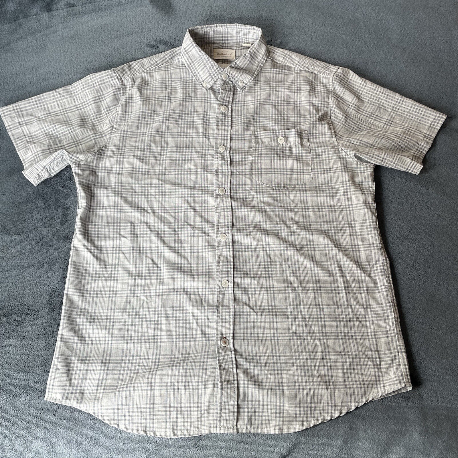 Weatherproof Vintage Men’s Short Sleeve Button Up Collar Shirt Large