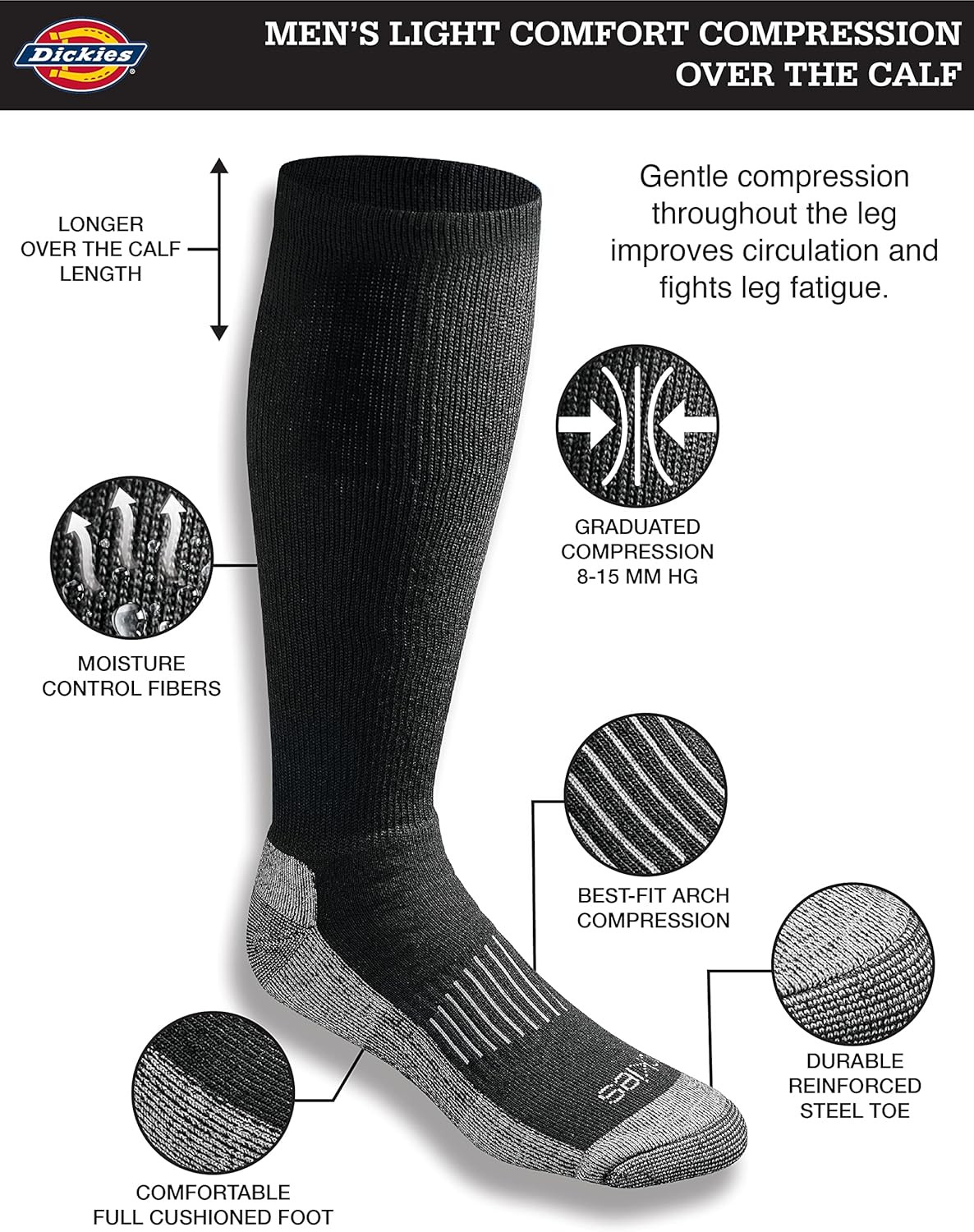 Men’S Light Compression Comfort Over-The-Calf Socks, Available in M-XXL (2, 4 Pa
