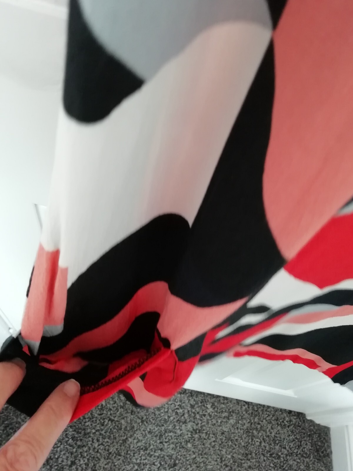 Wallis Size 10 Black Red Pink White Abstract Shift Dress Pockets Back Zip Ladies
