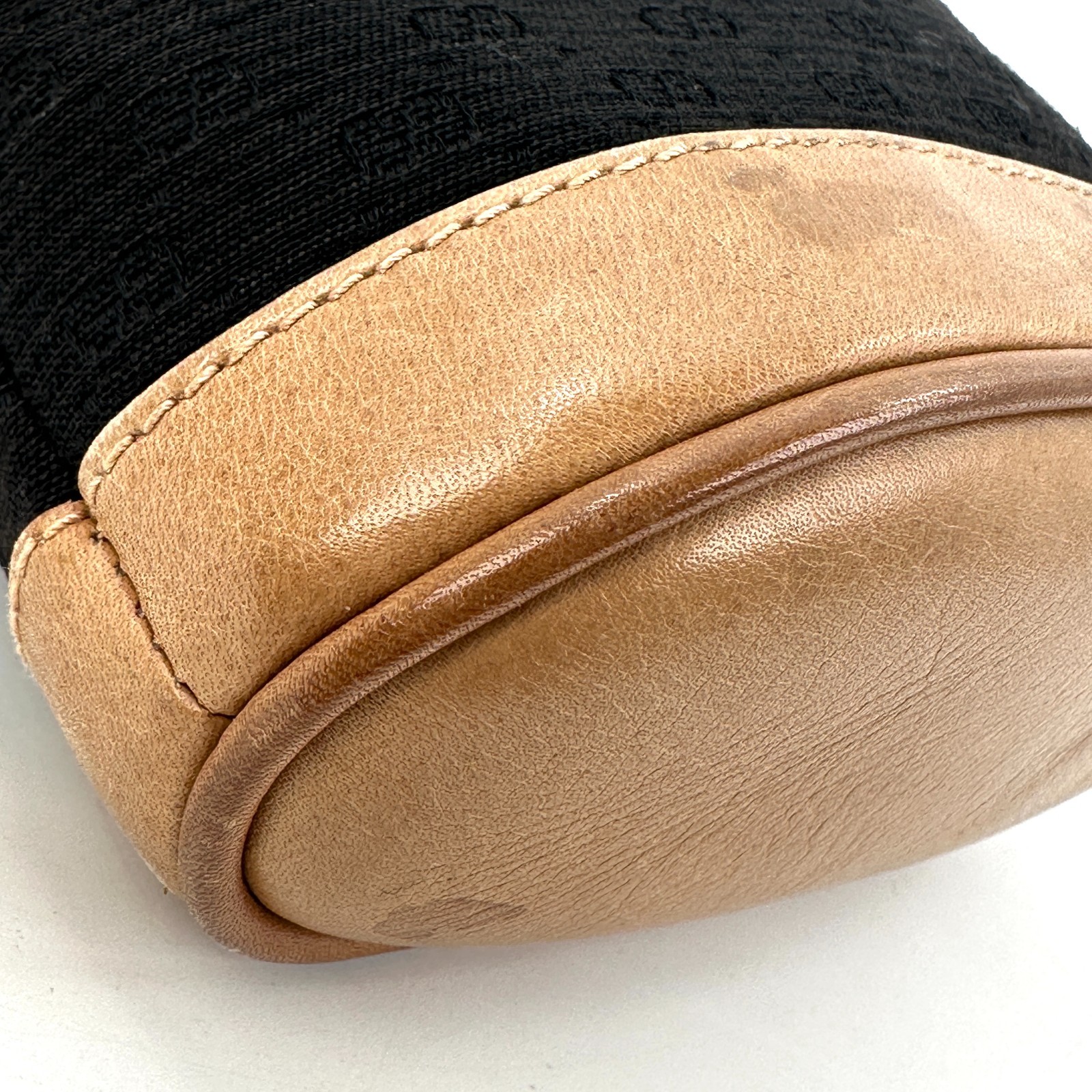 Gucci Vintage Black Brown Canvas Leather Drawstring Mini Bucket Bag Mcro GG Auth