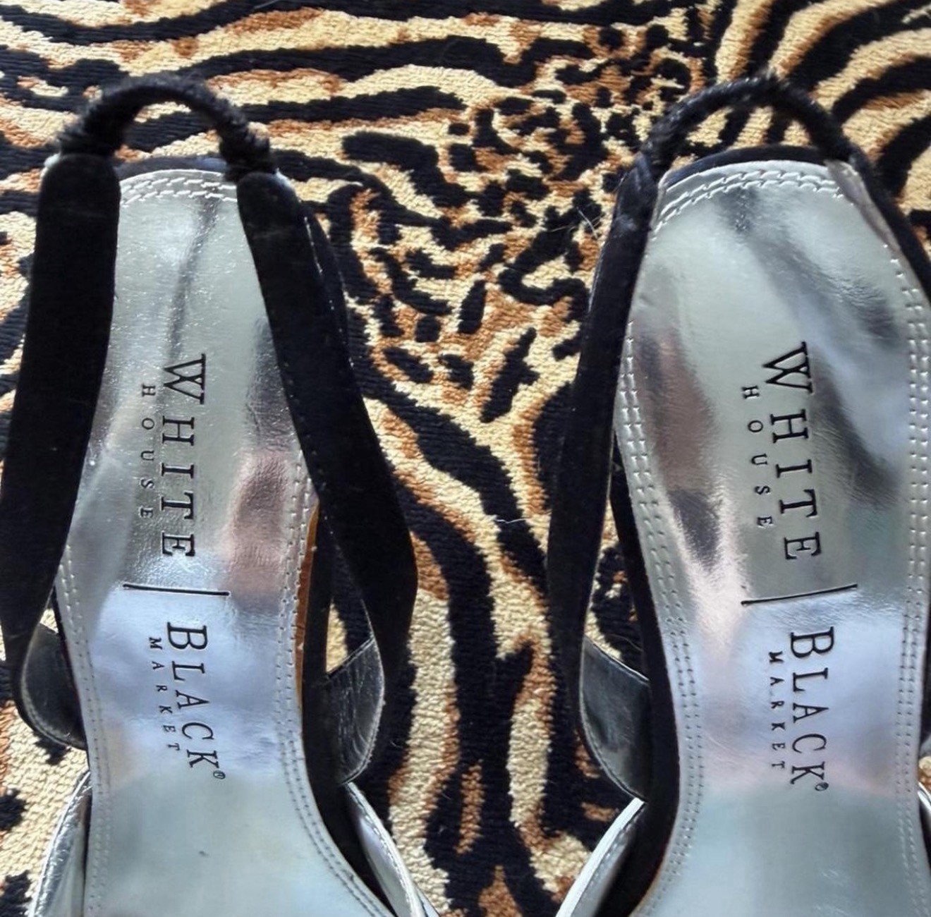 White House Black Market Womens 7 Slingback Pointed Toe Beaded Sequin Heels