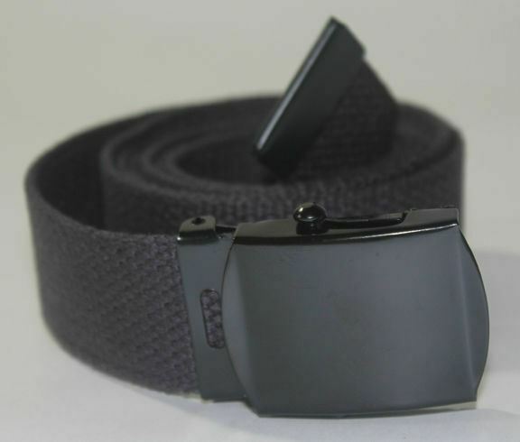 NEW ADJUSTABLE 56″ INCH ASSORTED CANVAS MILITARY WEB BELT BLACK BUCKLE MEN WOMEN