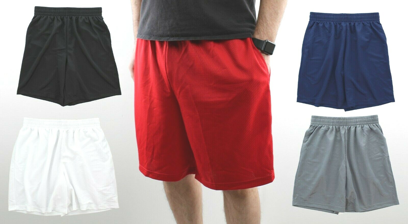 Men’s Gym Basketball Shorts Athletic Workout Active Mesh Short with 2 Pockets