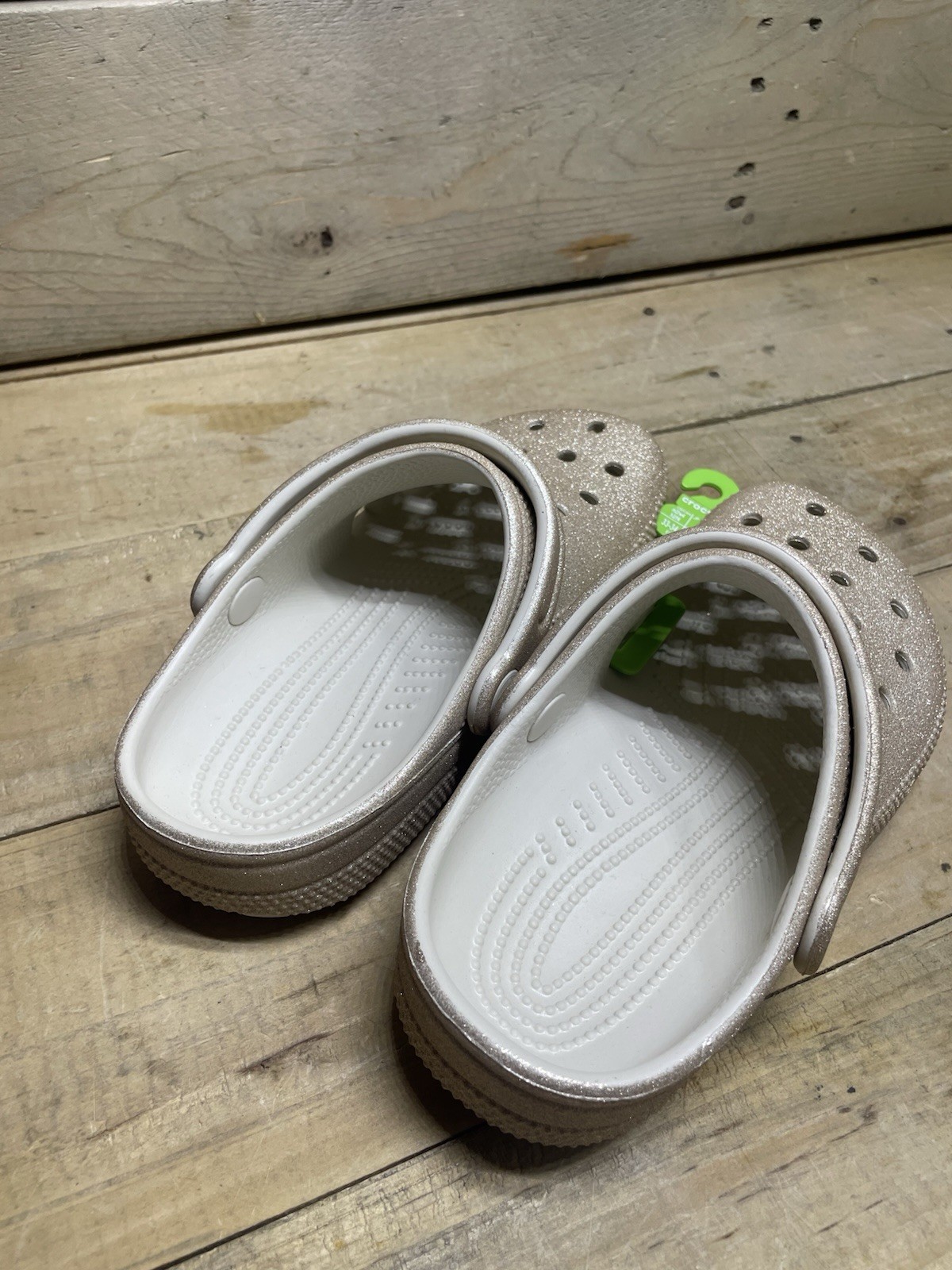 Crocs Shoes W 4 M 2 Glitter Champagne Classic Clog Gold