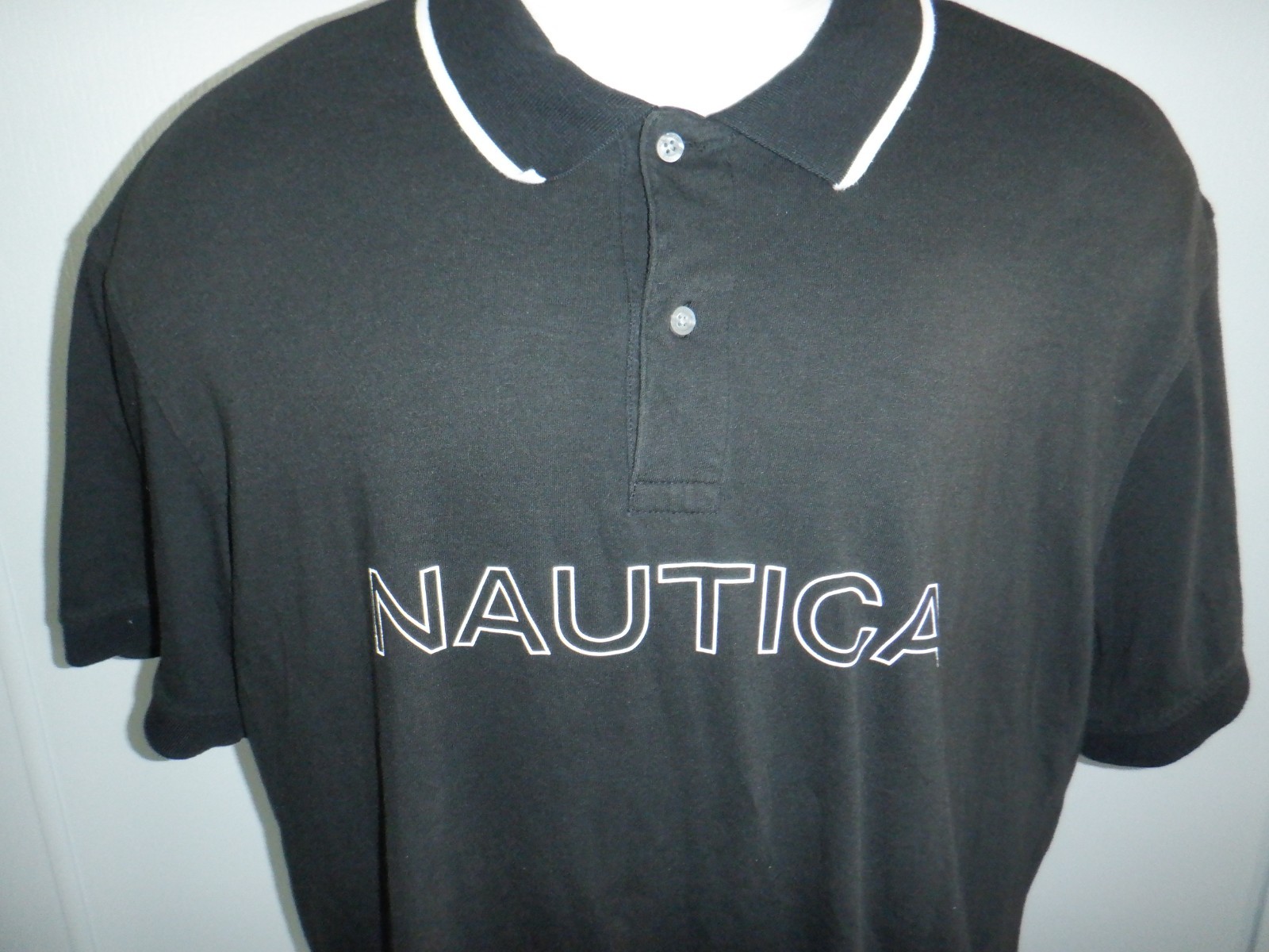 Men’s Nautica sz 2XL XXL Black Cotton/Polyester SS Polo Shirt