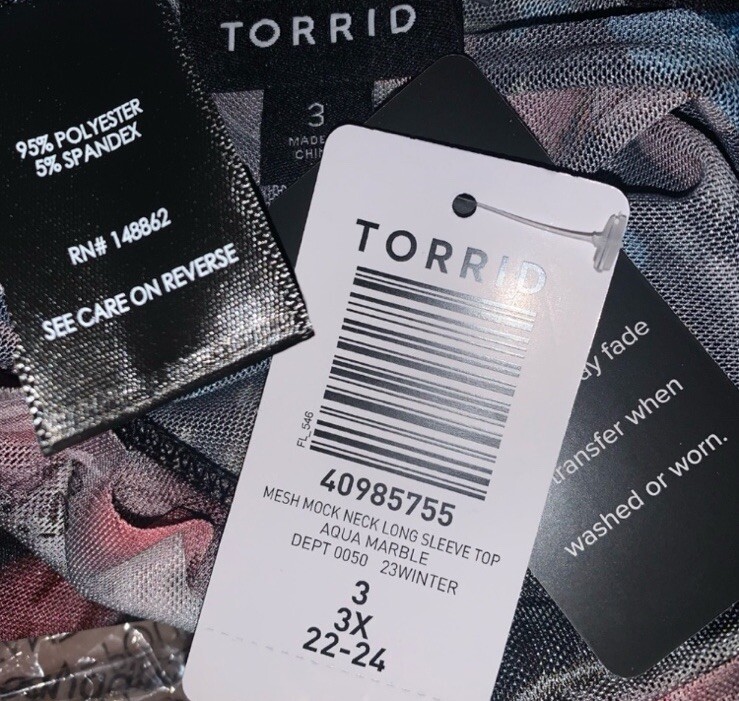TORRID Semi-Sheer Mesh Mock Neck Long Sleeve Top NWT