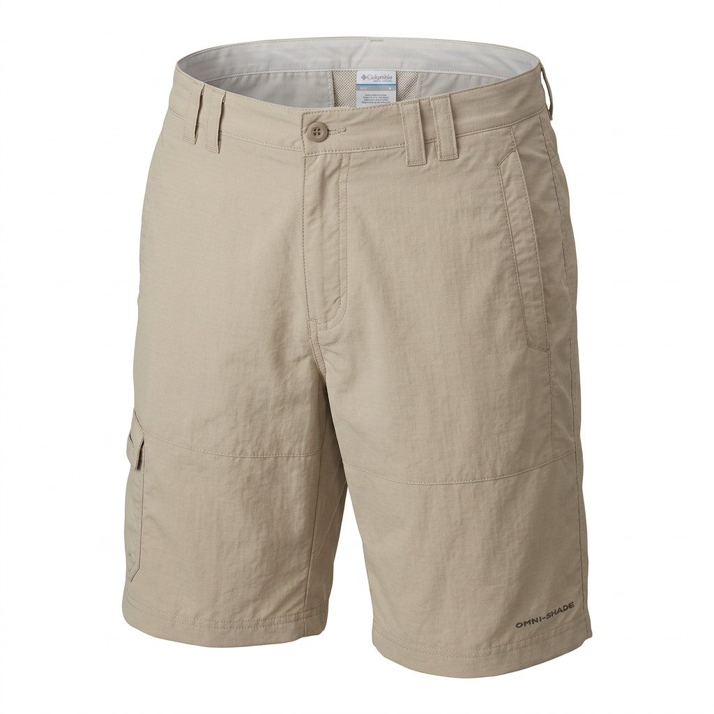 Columbia PFG Omni Shade Cargo Shorts Mens Size 40 Khaki Nylon Fishing Hiking