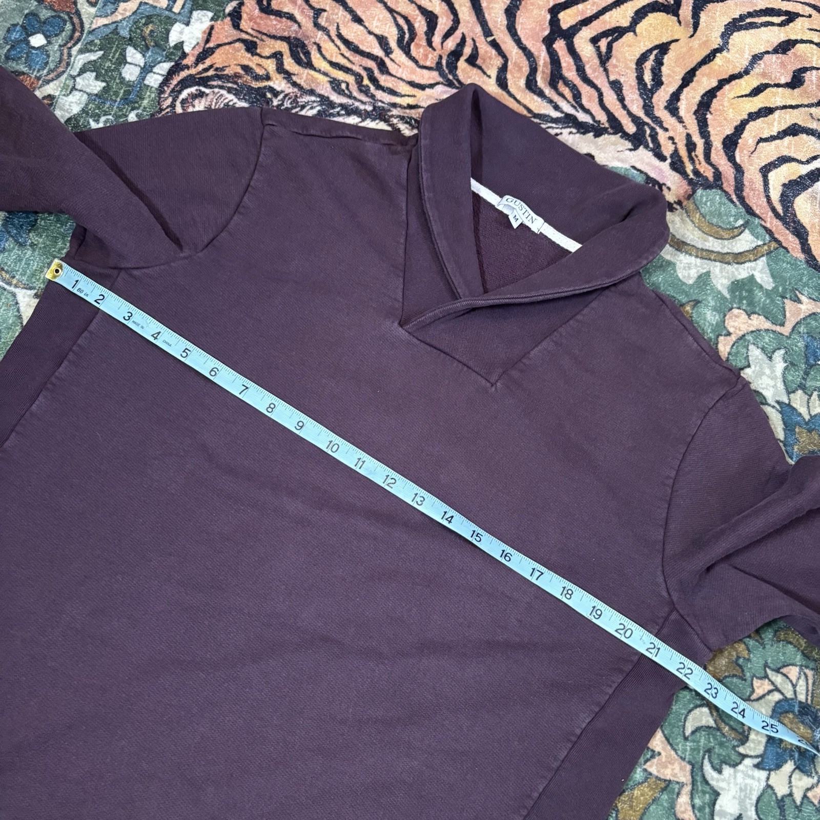 Gustin French Terry Shawl Collar Sweatshirt Pullover Oxblood Medium Made In USA