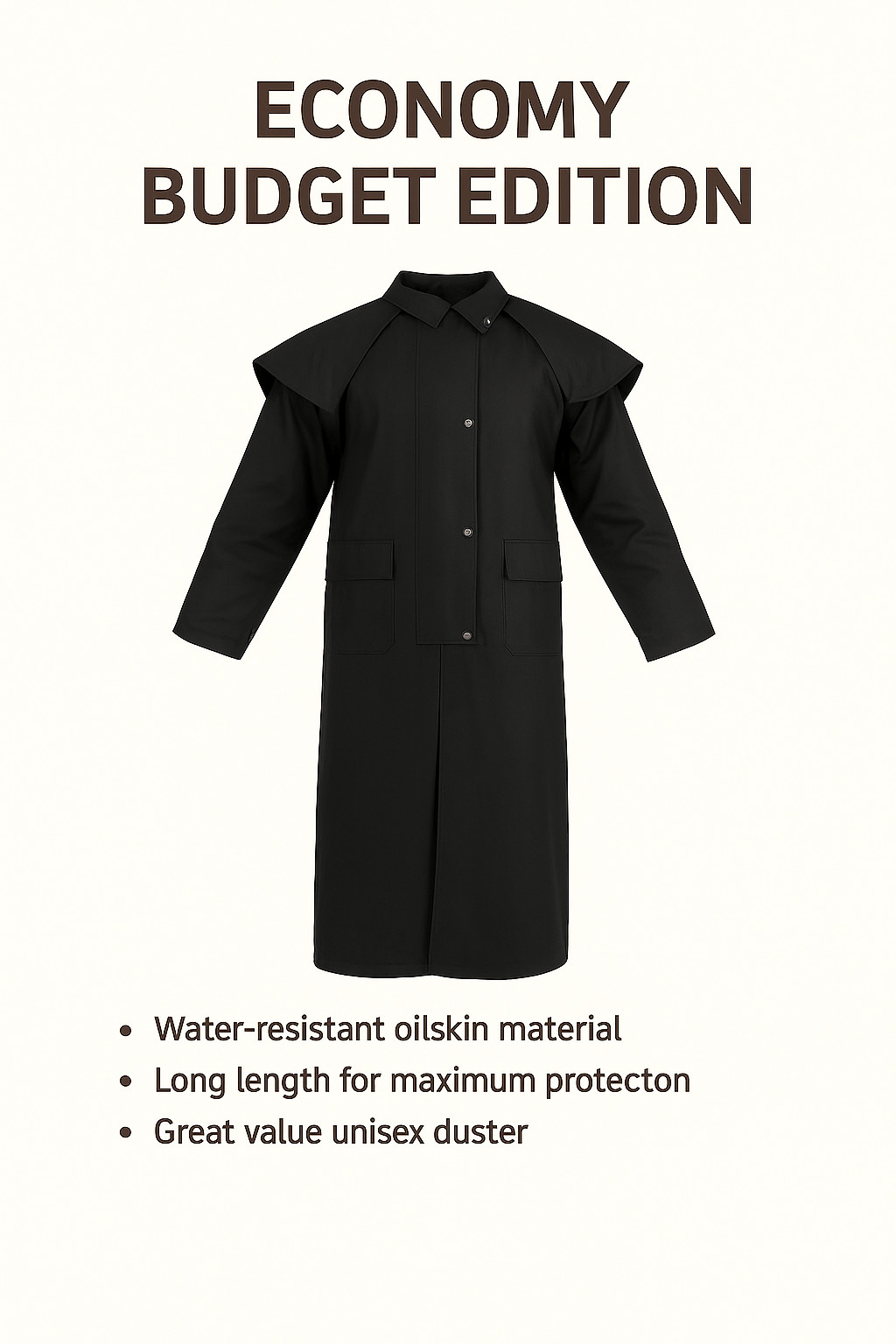 Unisex Western Oilskin Duster Coat | Waterproof Jacket – Economy Budget Edition