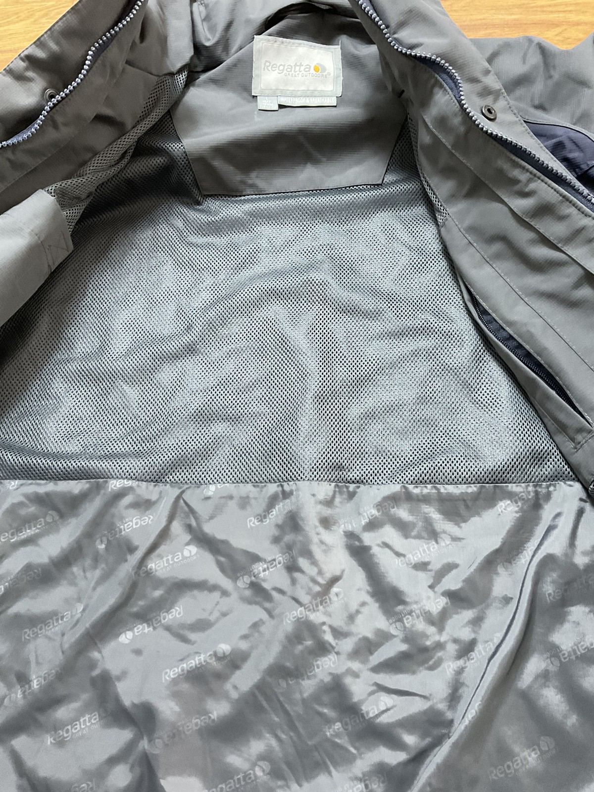 Regatta Waterproof Breathable Jacket L 42” Navy Grey Hooded Coat Isotex Outdoor