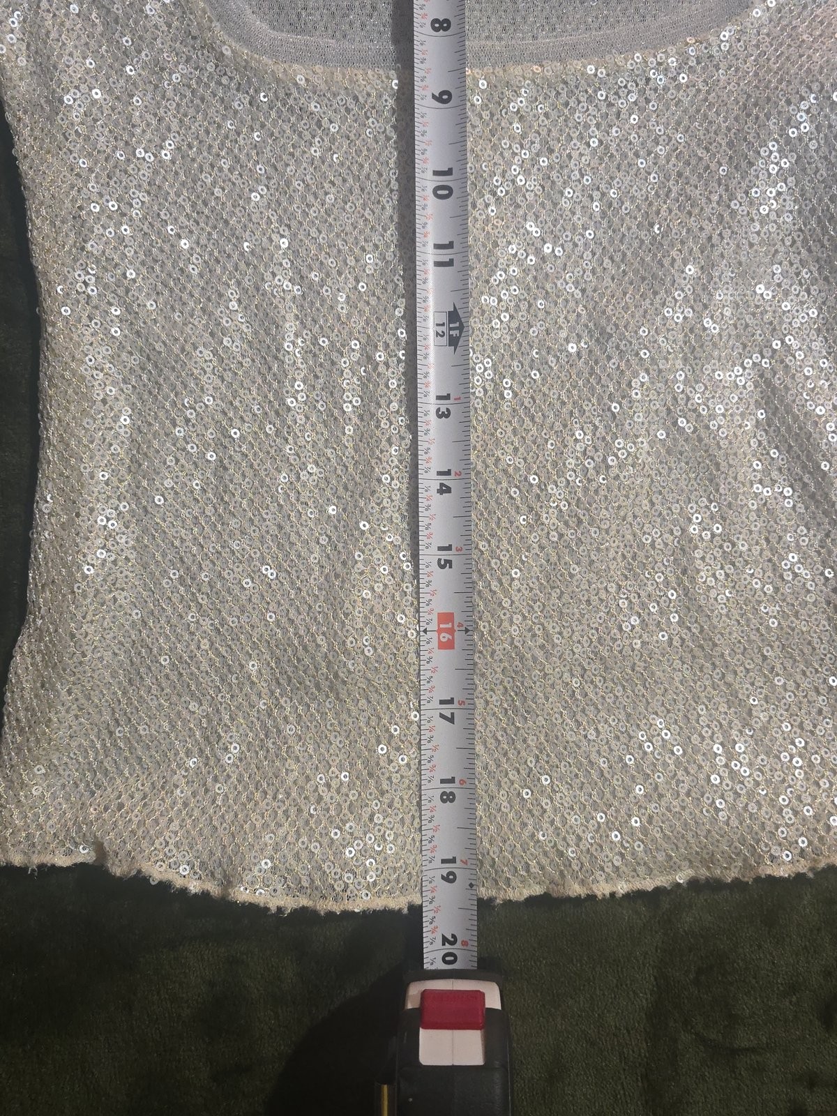 Free People Intimately Sheer Sequin Mesh Top Ivory Long Sleeve Sparkly Going-Out