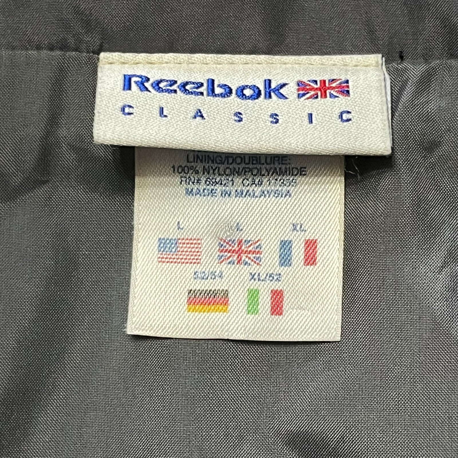 Vintage Reebok Classic Jacket Mens Large Gray Hooded Logo Full Zip Outdoor 90s