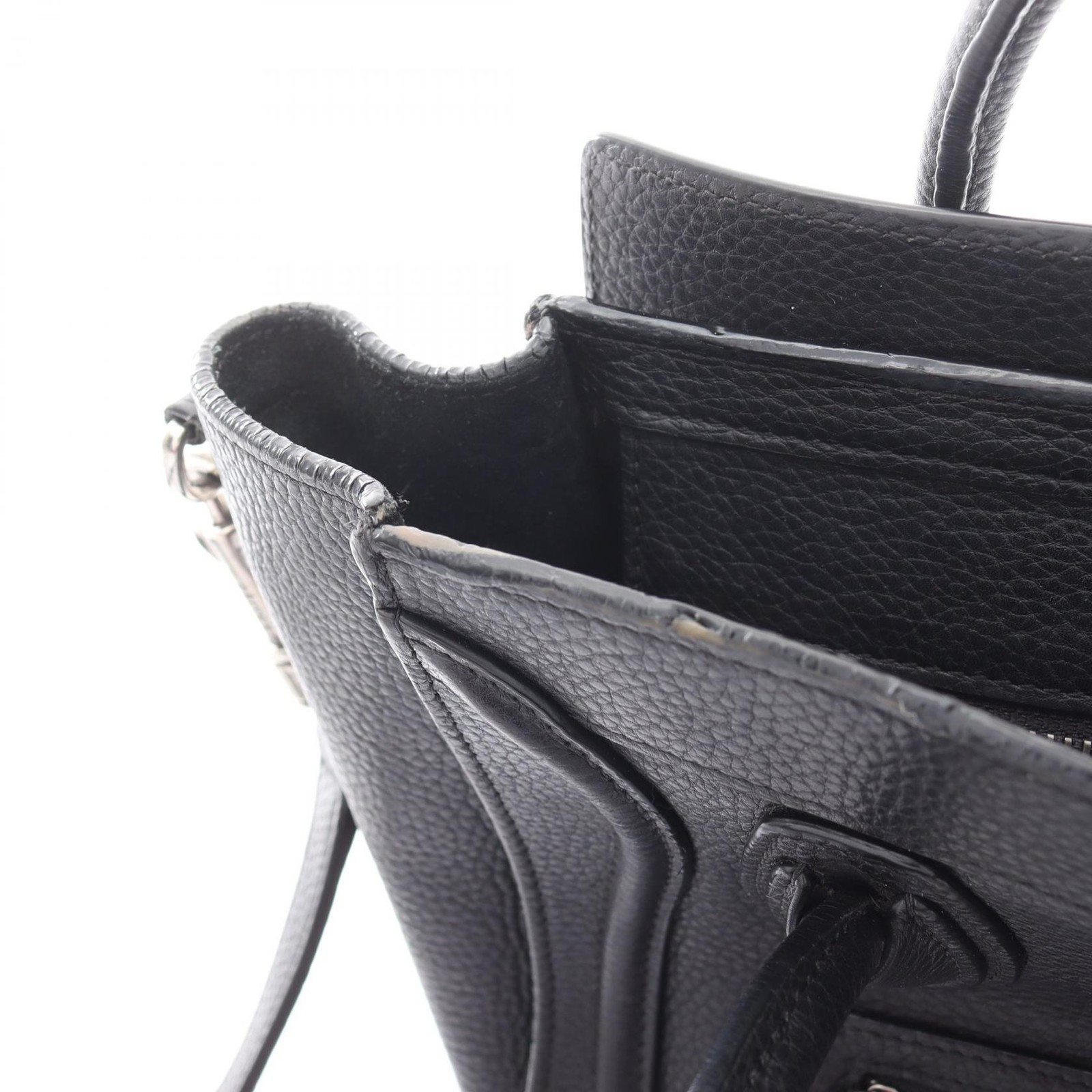 CELINE Luggage Nano Shopper Shoulder Crossbody Handbag 168243 leather Black Used