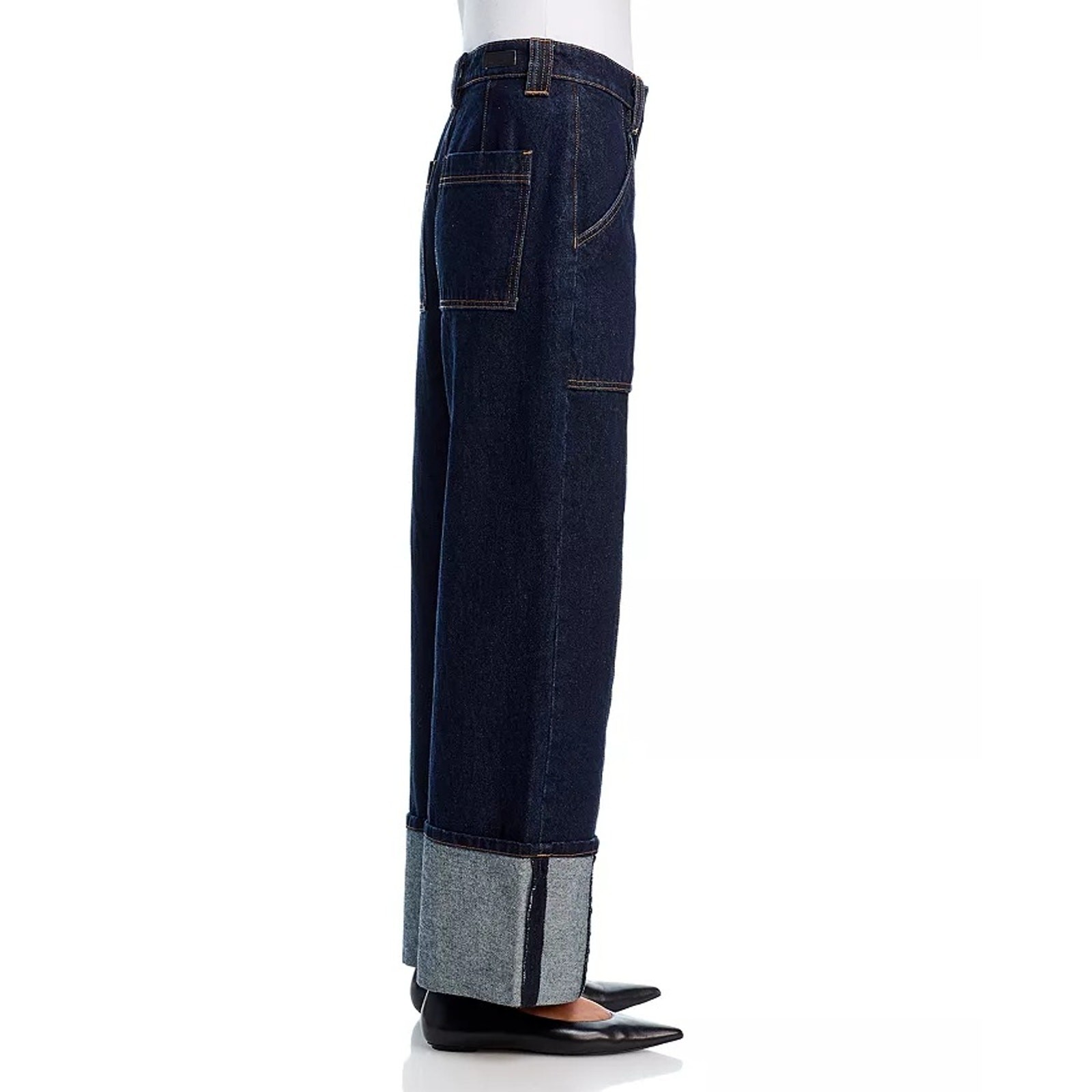 BlankNYC Women Deep Down Dark Wash Denim Wide Leg Utility Jeans Size 25