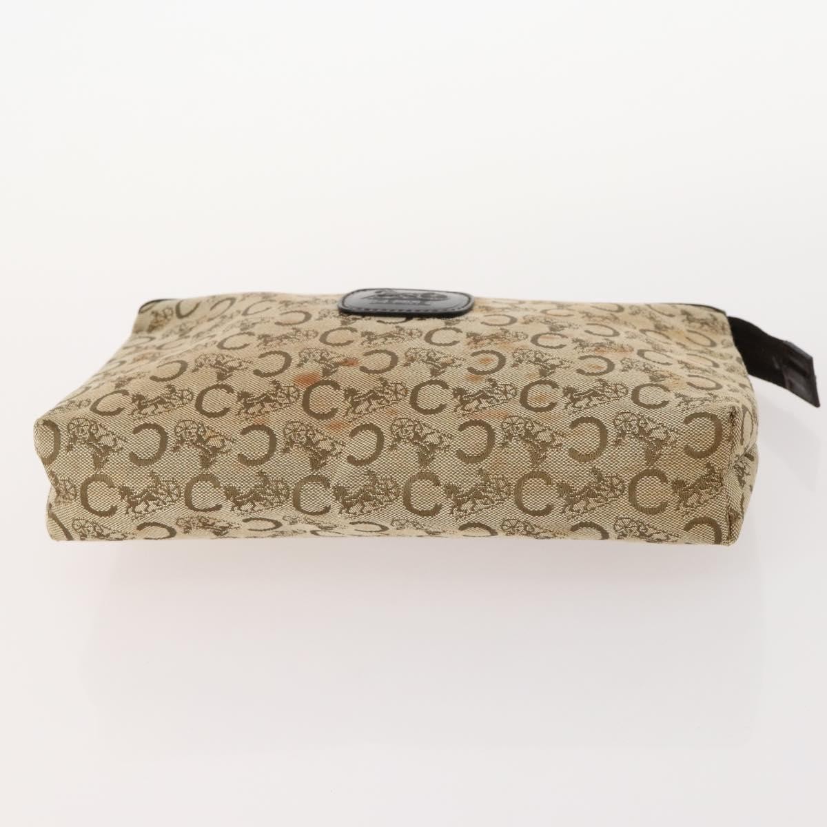 CELINE Macadam Canvas C Macadam Canvas Pouch PVC 3 Set Beige Brown Auth fm5234