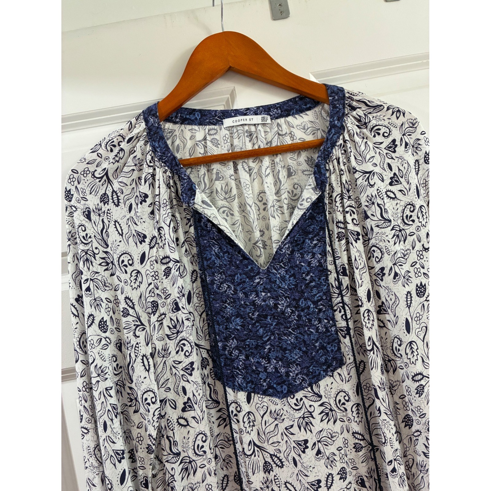 Cooper St Womens Blue White Floral Paisley Tassel Tunic Dress Size US 8 Boho
