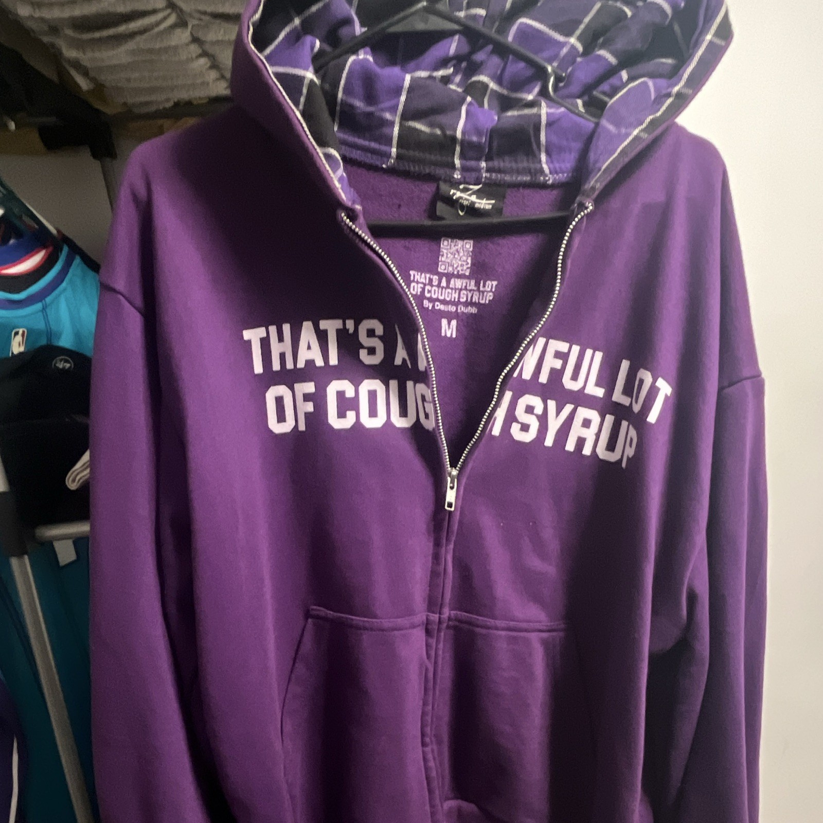 Desto Dubb Mens Purple Graphic Logo Full Zip Hoodie Kangaroo Pocket Size M