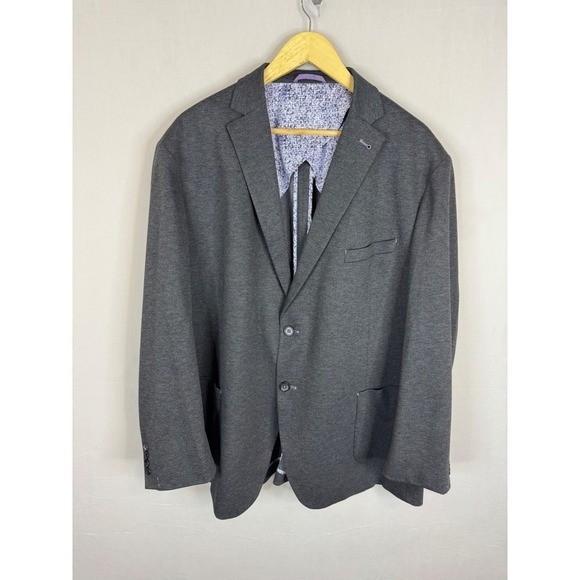Jermyn & Bond Mens Modern Fit Knit Blazer Charcoal Grey Sport Coat XXL Regular