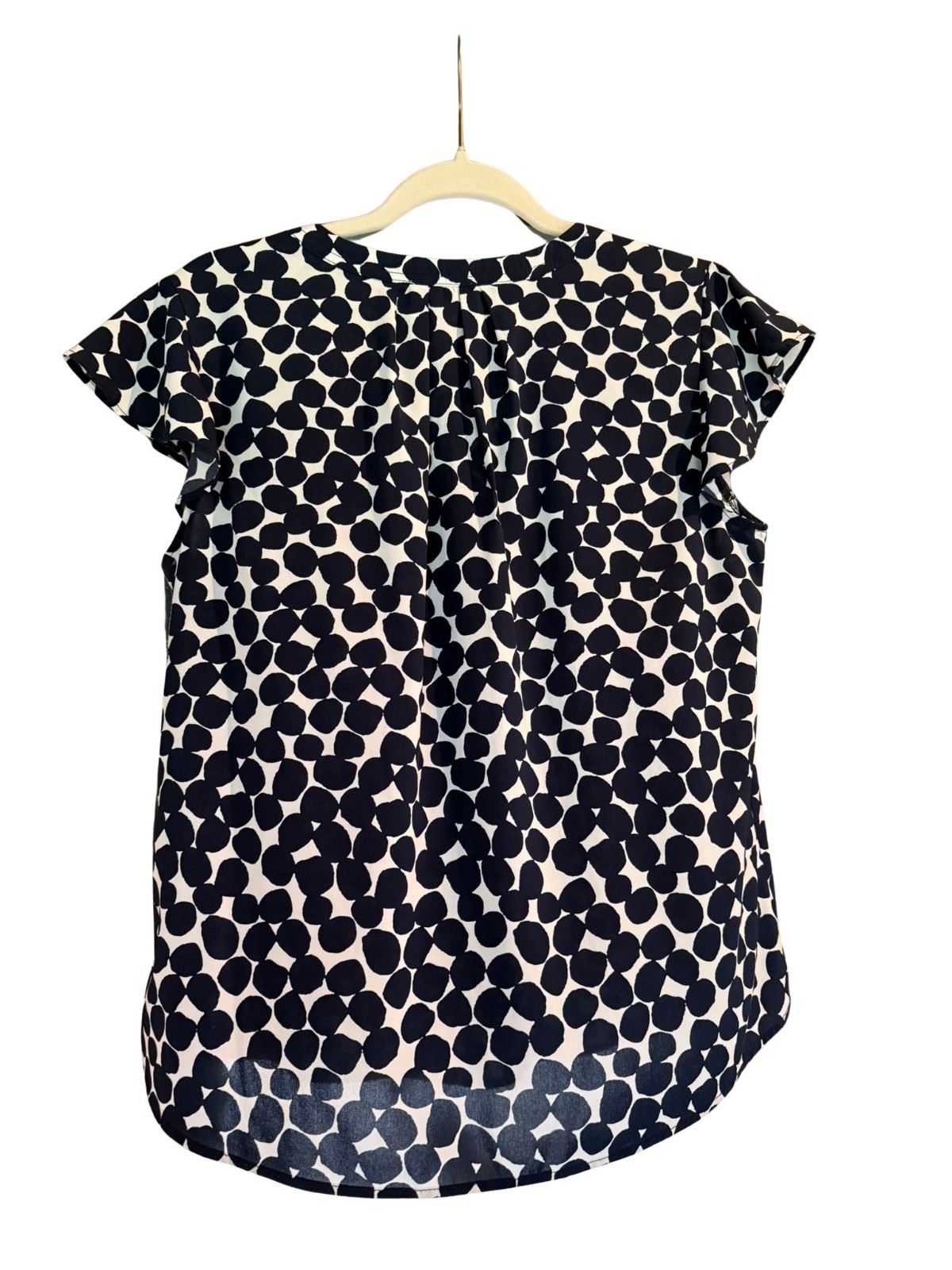 Calvin Klein Medium Navy White short sleeve flutter arm blouse