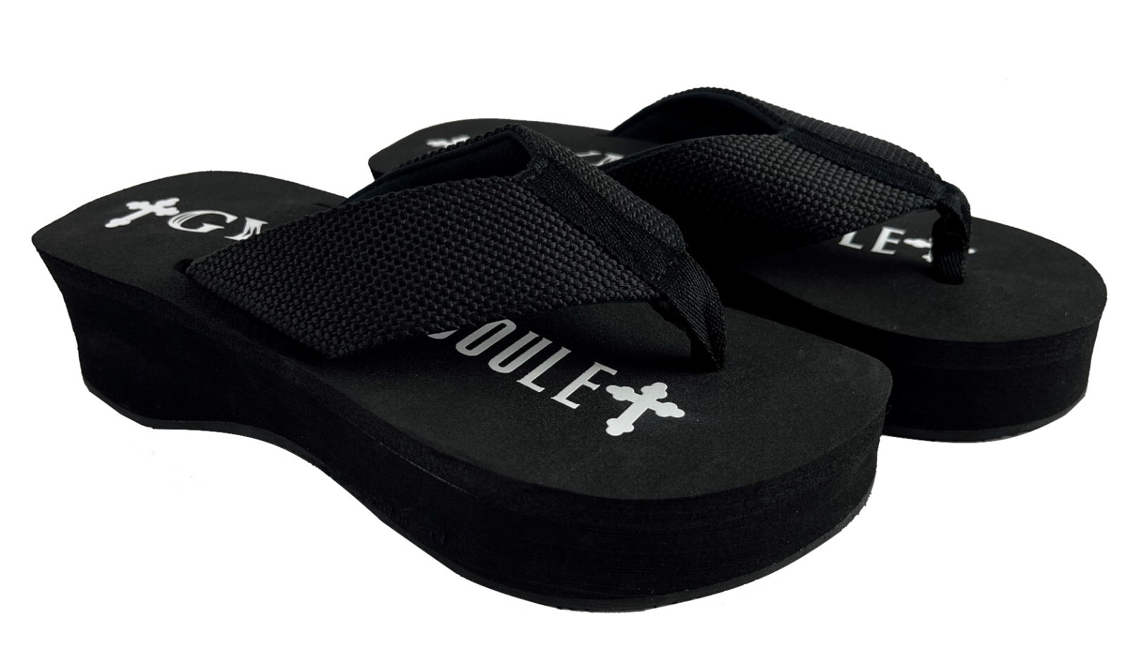 Gypsy Soule Platform Wedge Flip Flops, 2in Comfort Heel Thong Sandals, Black New
