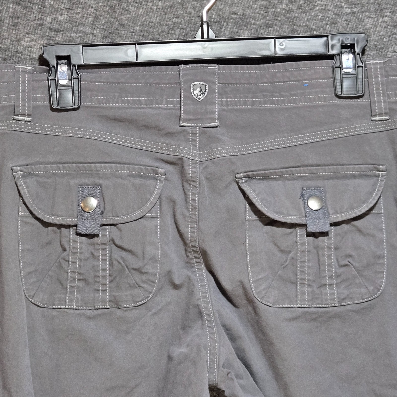 Kuhl Legendary Pants Drawstring Gray Cargo Hiking Roll Up Ankle Women’s 8 Long
