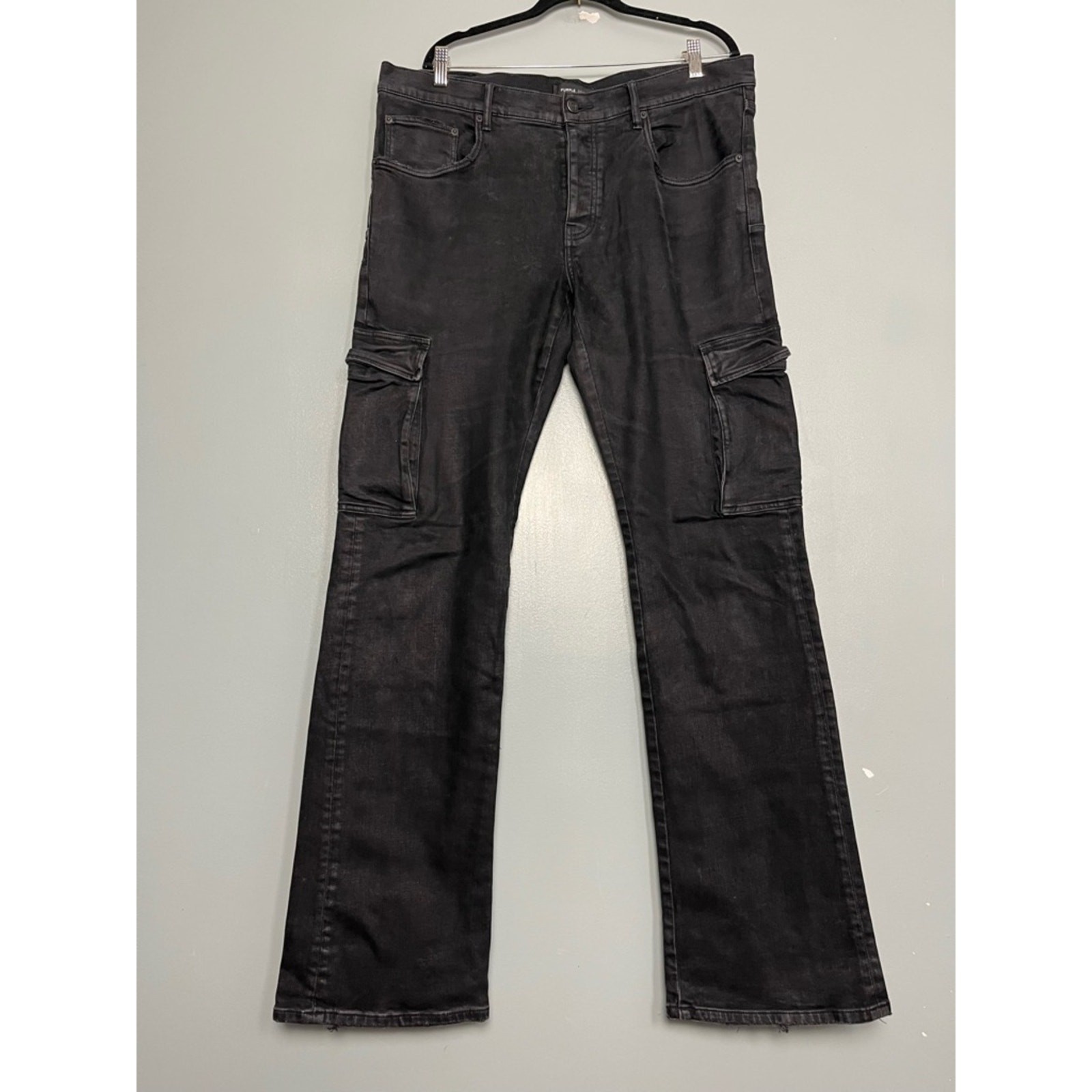 Purple Brand Men’s Cargo Pocket Jean Style P004 Black Denim Straight Leg Size 38
