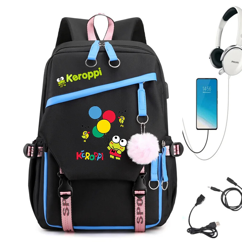 Kerokero/Keroppi/frog Backpack Rucksack School Bags USB Charging Backpack