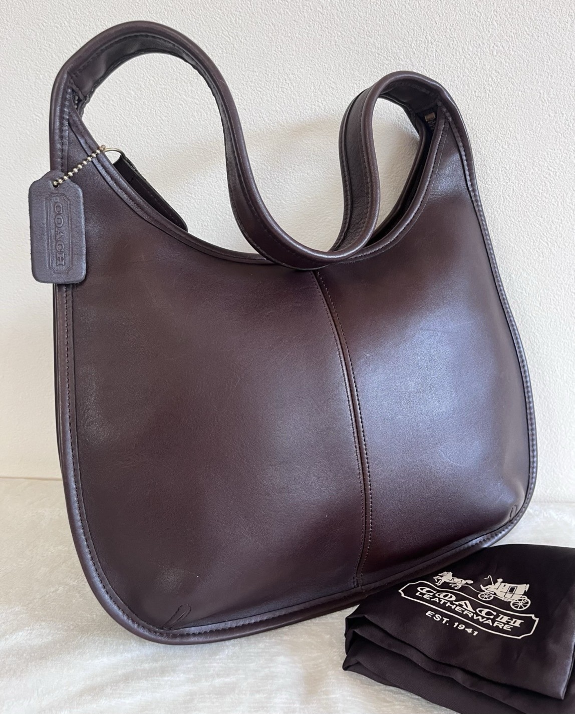 VGUC Vintage Coach 9025 Mahogany Brown Leather Ergo Shoulder Bag Made in USA