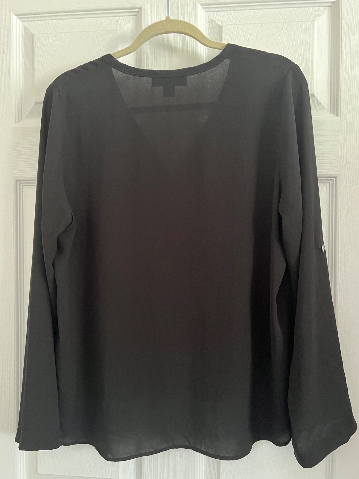 Karen Kane blouse- Large black button down polyester blouse