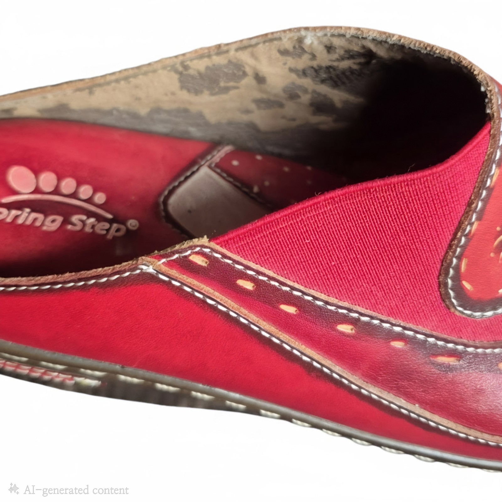 L’Artiste Spring Step Clogs Shoes EU 40 US 9 Burbank Leather Flower Leaf Red