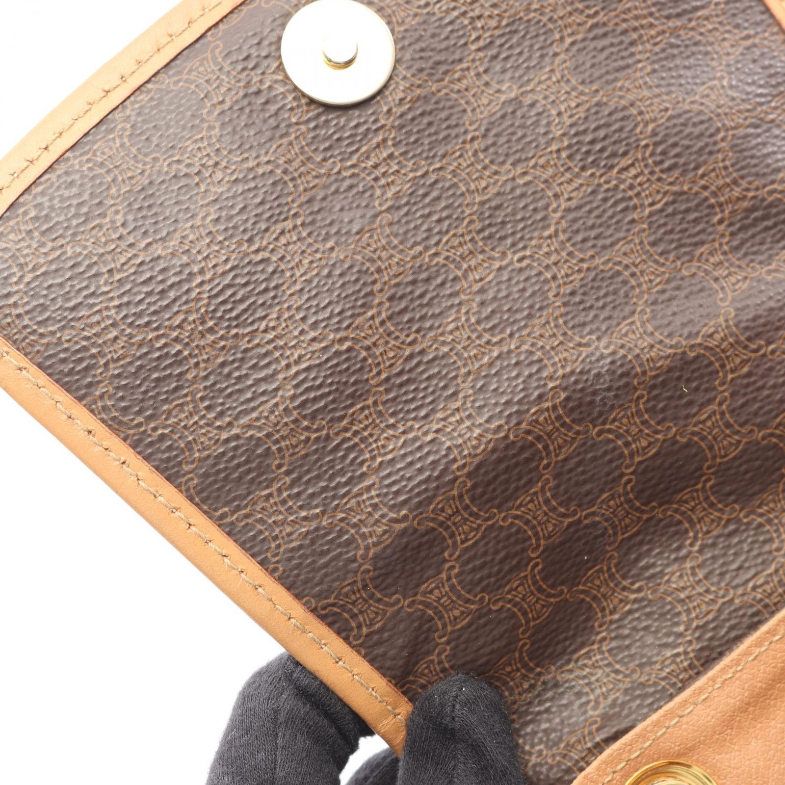 CELINE Macadam Rucksack Backpack PVC coated canvas leather Brown Used Women