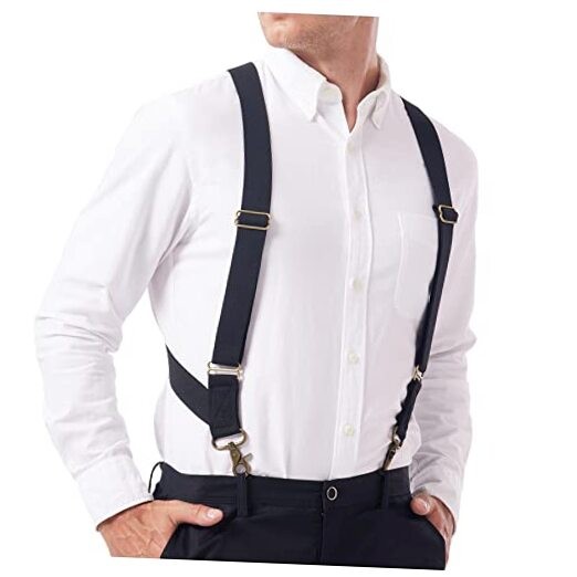 Suspenders for Men Heavy Duty for Big and Tall Large, 2 Hooks 1.5 Inches Black