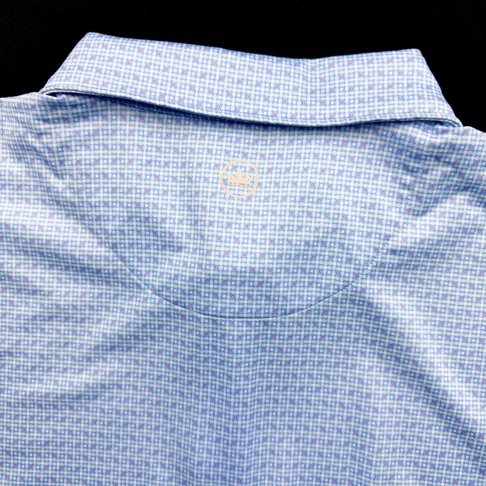 Peter Millar Crown Sport Performance Geometric Diamond Print Polo Blue LRG $115